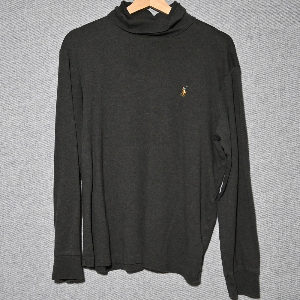 Polo Ralph Lauren Turtleneck Mens Long Sleeve Cotton L Dark Gray